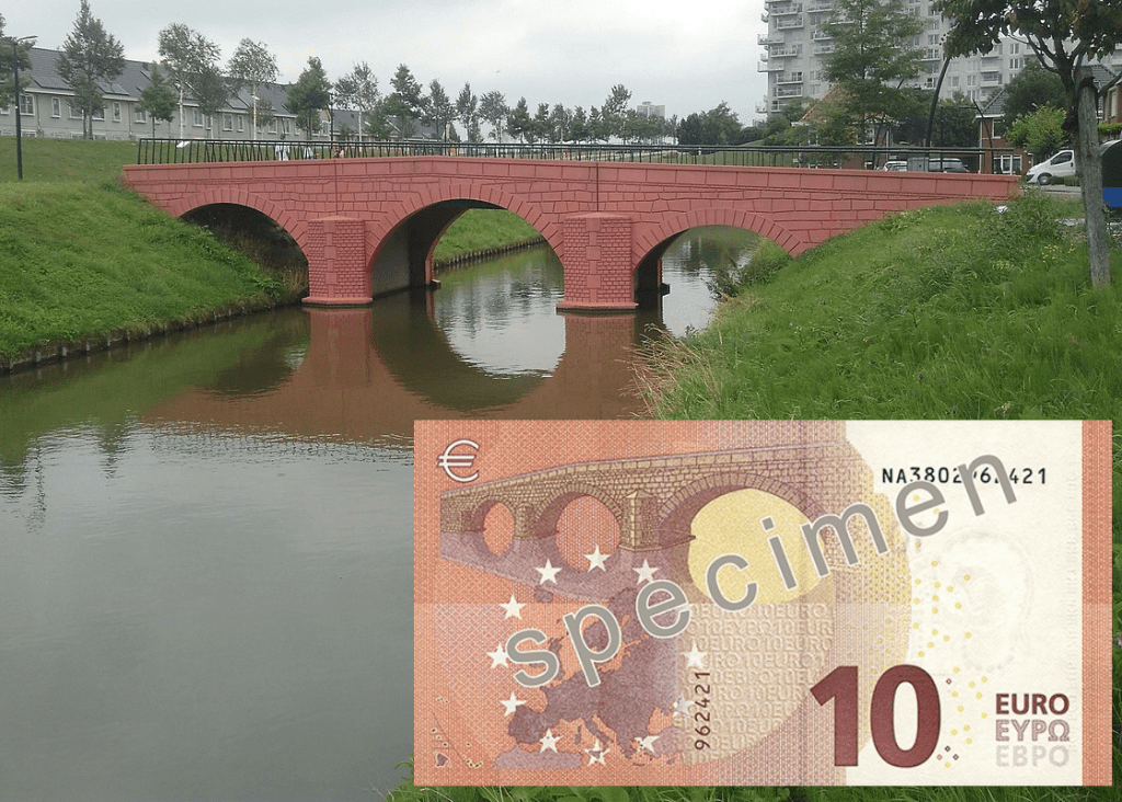 Spijkenisse bridge and 10 Euro note