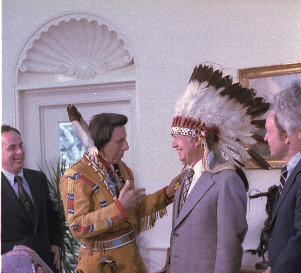 Iron Eyes Cody meets Jimmy Carter in the White House