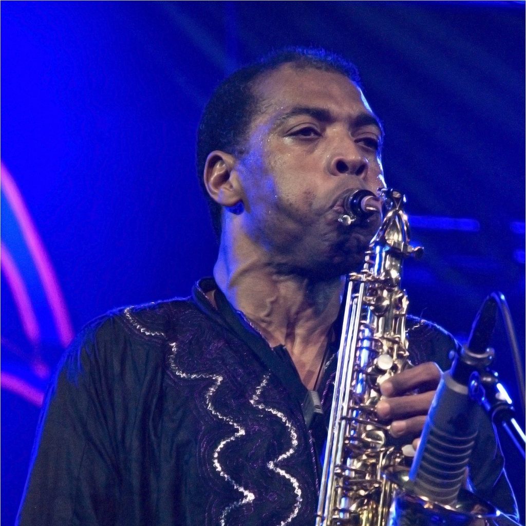 Femi Kuti playing the saxophone